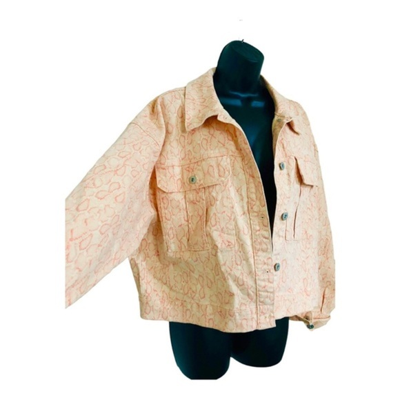 INC orange cheetah print bomber style denim jacket size XL brand new - Picture 8 of 10